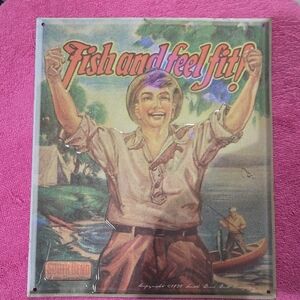 Vintage Fishing Sign - Multicolor